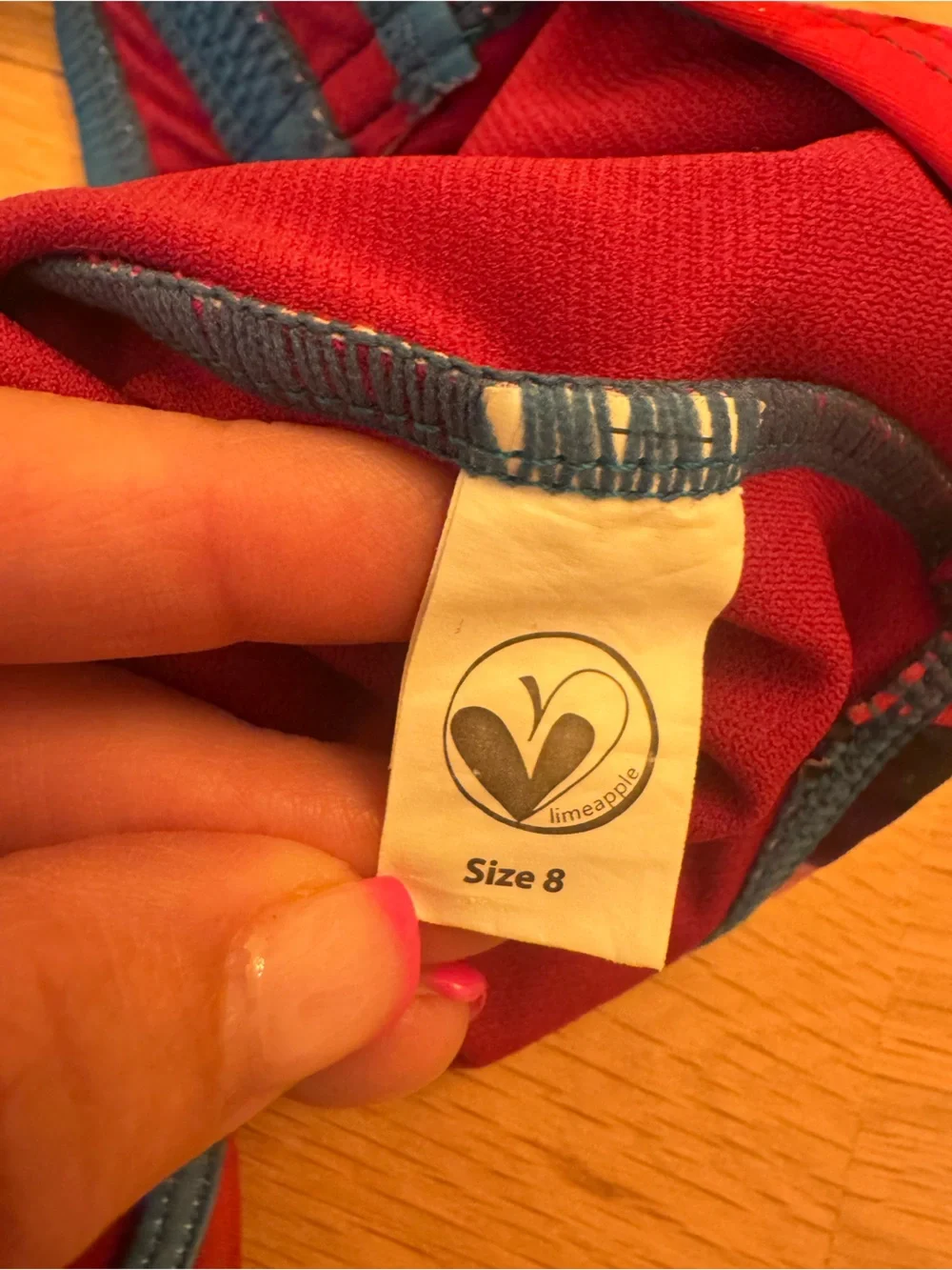 Limeapple Girks  One-Piece Swim Suit in Red with Smiley Graphic size 8